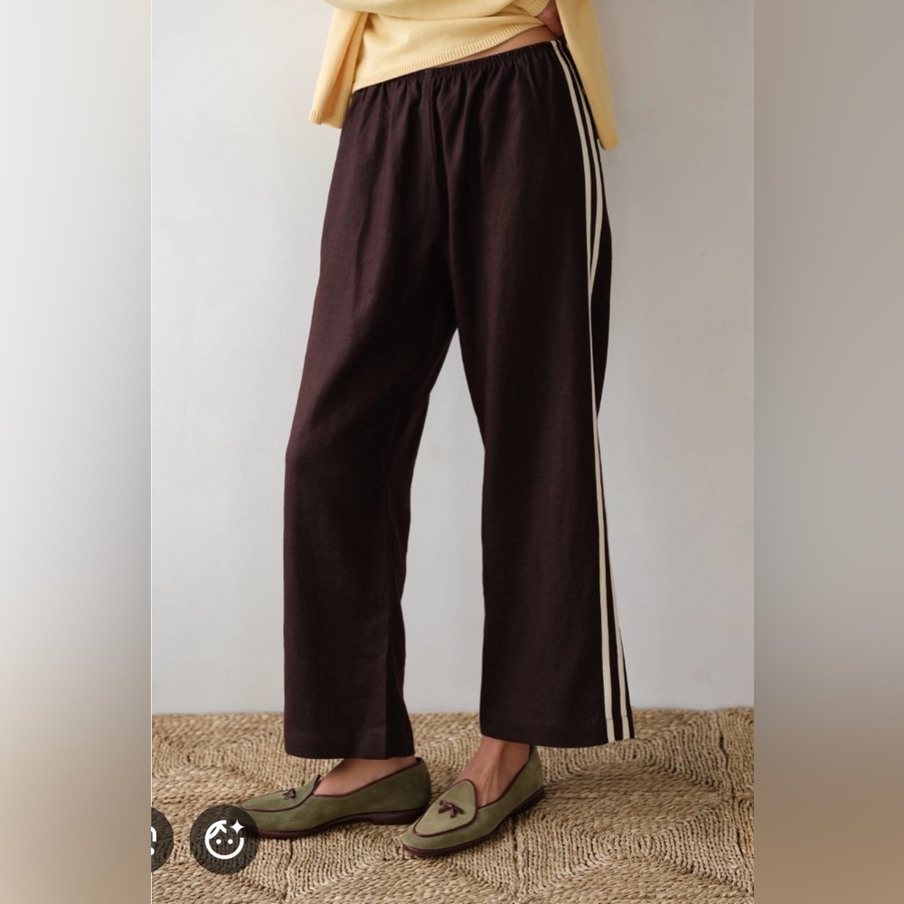 DONNI. Brown Sweatpants with Cream Side Stripes